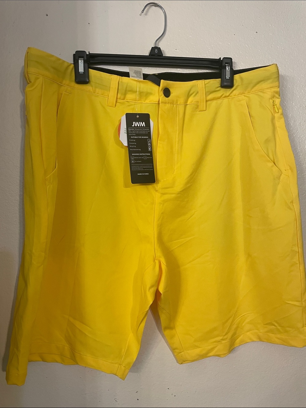 Men's Yellow Flat Front Shorts